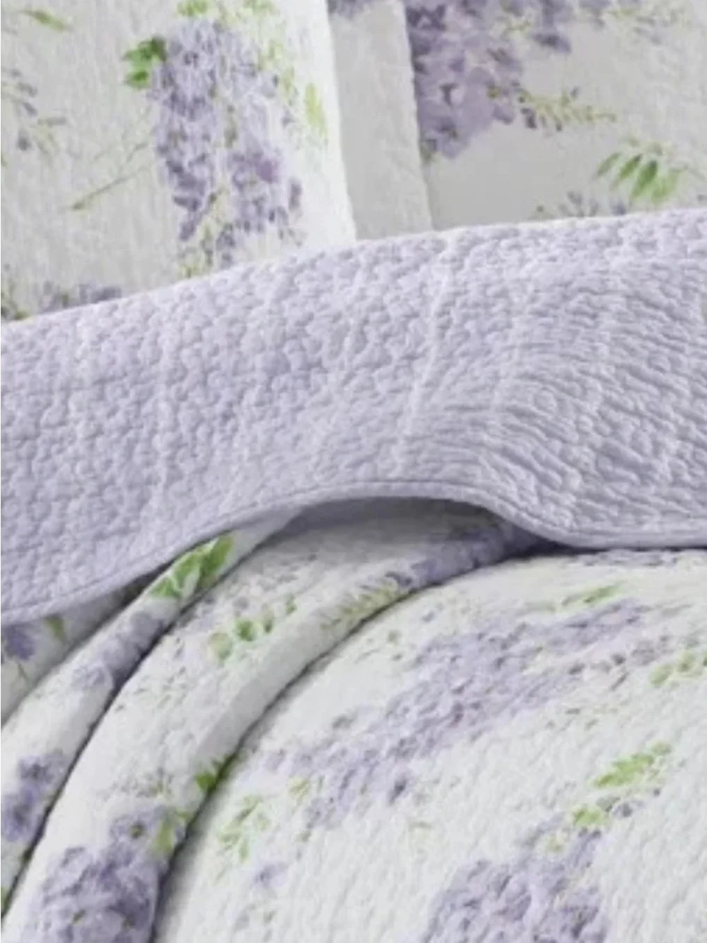 Laura Ashley ~ Full/Queen Keighley Floral 3 Pc Quilt Set Reversible Purple